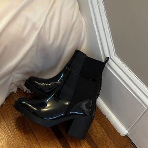 Black Patent Leather Ankle Boots